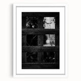 Rustic Wall Art: Black & White Wooden Lattice – Farmhouse Decor Print"