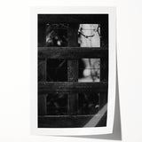 Rustic Wall Art: Black & White Wooden Lattice – Farmhouse Decor Print"