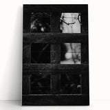 Rustic Wall Art: Black & White Wooden Lattice – Farmhouse Decor Print"