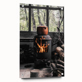 Rustic Wall Art: Wood Stove & Clay Pot – Cozy Farmhouse Decor Print