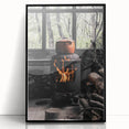 Rustic Wall Art: Wood Stove & Clay Pot – Cozy Farmhouse Decor Print