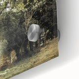 Rustic Wall Art: Serene Forest & Stone Structure – Farmhouse Decor Print