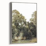 Rustic Wall Art: Serene Forest & Stone Structure – Farmhouse Decor Print