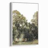 Rustic Wall Art: Serene Forest & Stone Structure – Farmhouse Decor Print