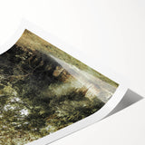 Rustic Wall Art: Serene Forest & Stone Structure – Farmhouse Decor Print