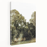 Rustic Wall Art: Serene Forest & Stone Structure – Farmhouse Decor Print