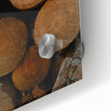 Rustic Wall Art: Stacked Logs Close-Up – Farmhouse Nature Decor Print