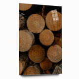 Rustic Wall Art: Stacked Logs Close-Up – Farmhouse Nature Decor Print