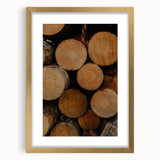 Rustic Wall Art: Stacked Logs Close-Up – Farmhouse Nature Decor Print