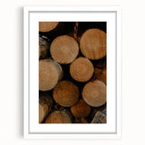 Rustic Wall Art: Stacked Logs Close-Up – Farmhouse Nature Decor Print