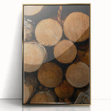 Rustic Wall Art: Stacked Logs Close-Up – Farmhouse Nature Decor Print