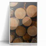 Rustic Wall Art: Stacked Logs Close-Up – Farmhouse Nature Decor Print