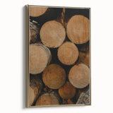 Rustic Wall Art: Stacked Logs Close-Up – Farmhouse Nature Decor Print