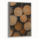 Rustic Wall Art: Stacked Logs Close-Up – Farmhouse Nature Decor Print
