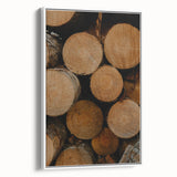 Rustic Wall Art: Stacked Logs Close-Up – Farmhouse Nature Decor Print