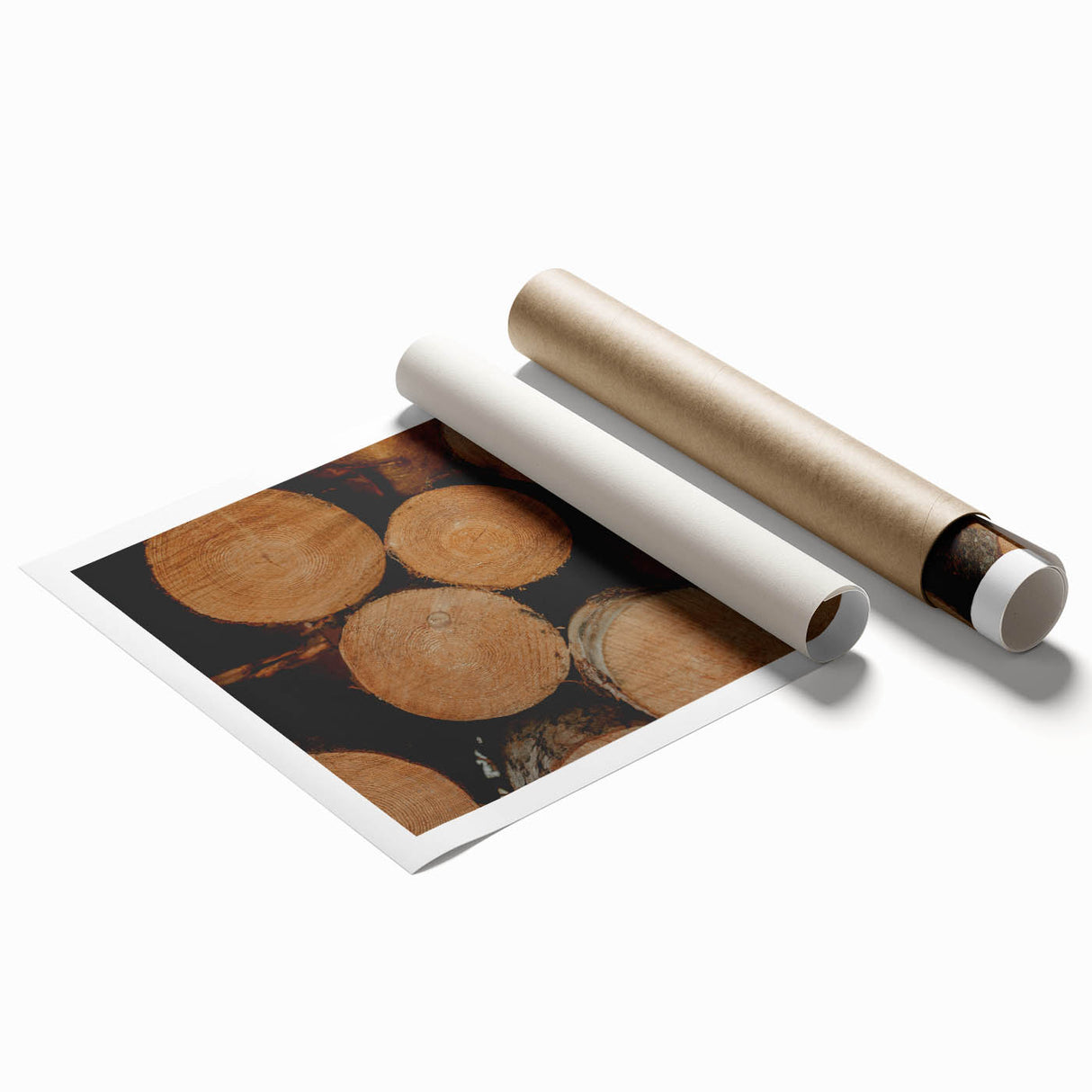 Rustic Wall Art: Stacked Logs Close-Up – Farmhouse Nature Decor Print