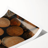 Rustic Wall Art: Stacked Logs Close-Up – Farmhouse Nature Decor Print
