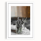 Rustic Wall Art: Lavender in Glass Jar – Farmhouse Floral Decor Print