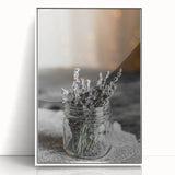 Rustic Wall Art: Lavender in Glass Jar – Farmhouse Floral Decor Print