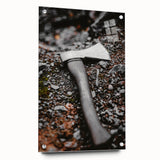 Rustic Wall Art: Axe on Gravel Close-Up – Industrial Farmhouse Decor Print