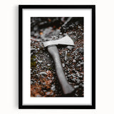 Rustic Wall Art: Axe on Gravel Close-Up – Industrial Farmhouse Decor Print