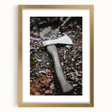 Rustic Wall Art: Axe on Gravel Close-Up – Industrial Farmhouse Decor Print
