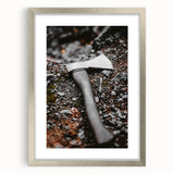 Rustic Wall Art: Axe on Gravel Close-Up – Industrial Farmhouse Decor Print