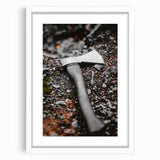 Rustic Wall Art: Axe on Gravel Close-Up – Industrial Farmhouse Decor Print