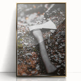 Rustic Wall Art: Axe on Gravel Close-Up – Industrial Farmhouse Decor Print