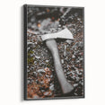 Rustic Wall Art: Axe on Gravel Close-Up – Industrial Farmhouse Decor Print