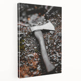 Rustic Wall Art: Axe on Gravel Close-Up – Industrial Farmhouse Decor Print