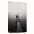 Rustic Wall Art: Broken Dock in Fog – Minimalist Black & White Print