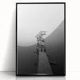 Rustic Wall Art: Broken Dock in Fog – Minimalist Black & White Print