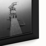 Rustic Wall Art: Broken Dock in Fog – Minimalist Black & White Print