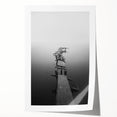 Rustic Wall Art: Broken Dock in Fog – Minimalist Black & White Print