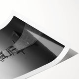 Rustic Wall Art: Broken Dock in Fog – Minimalist Black & White Print