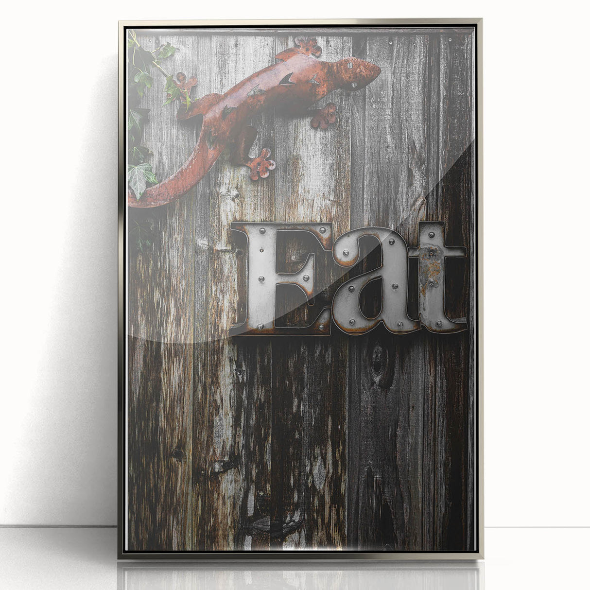 Rustic 'Eat' Sign Wall Art – Farmhouse Kitchen Decor with Metal Accents