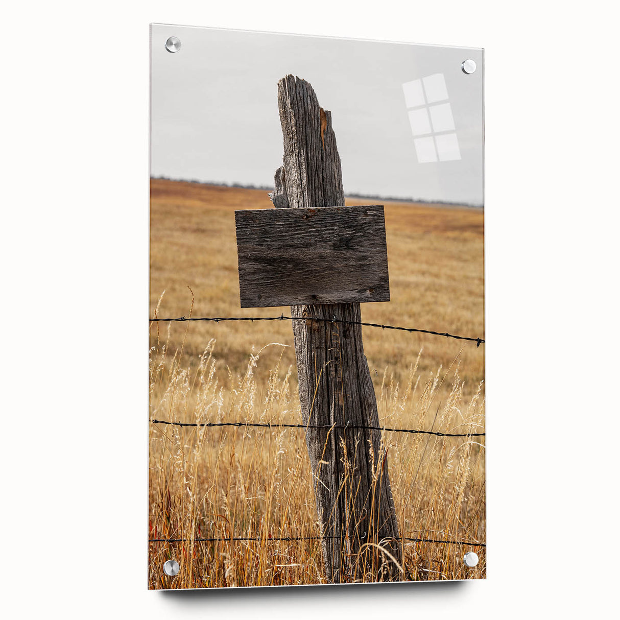 Rustic Wooden Fence Post Wall Art – Farmhouse Landscape for Country Decor