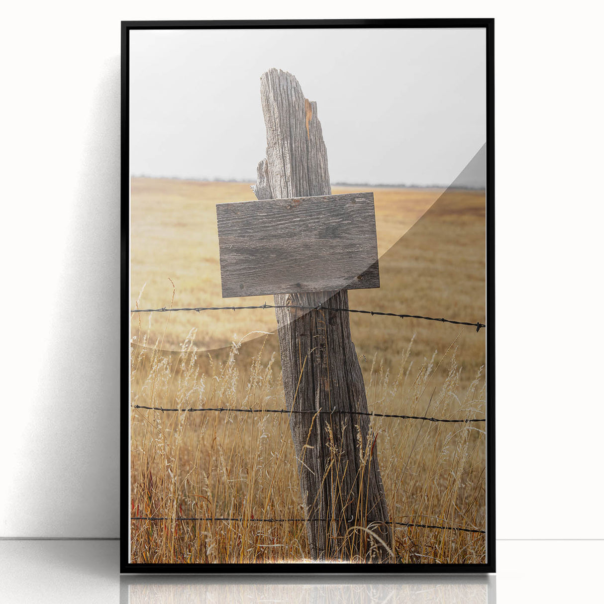 Rustic Wooden Fence Post Wall Art – Farmhouse Landscape for Country Decor