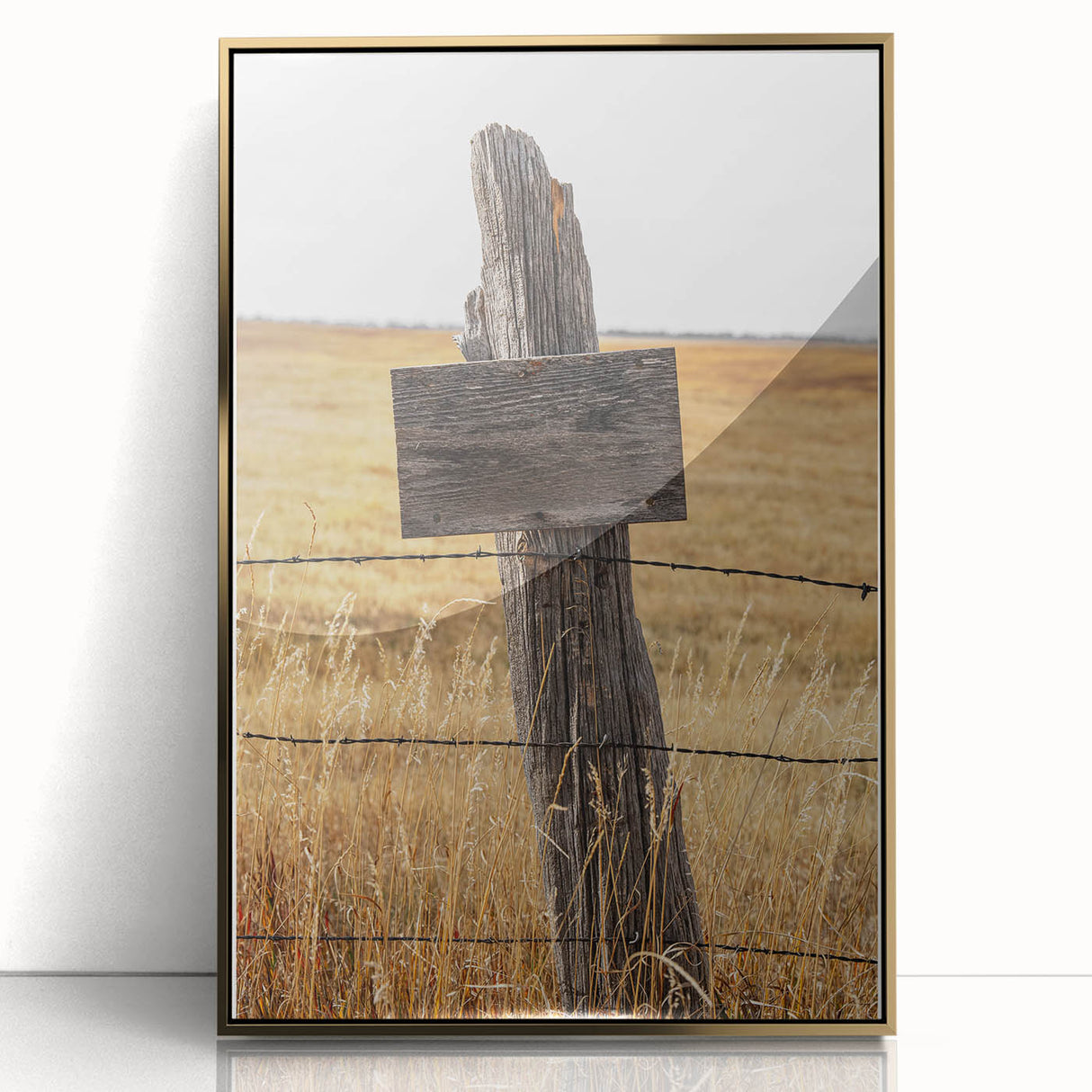 Rustic Wooden Fence Post Wall Art – Farmhouse Landscape for Country Decor