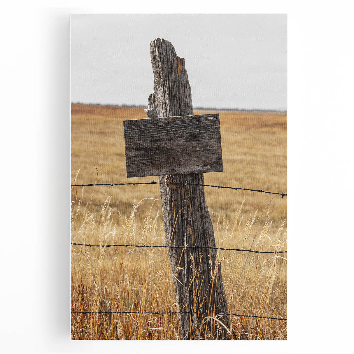 Rustic Wooden Fence Post Wall Art – Farmhouse Landscape for Country Decor