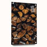 Stacked Firewood Art Print, Rustic Home Decor Wall Art