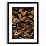 Stacked Firewood Art Print, Rustic Home Decor Wall Art