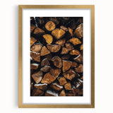 Stacked Firewood Art Print, Rustic Home Decor Wall Art