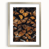 Stacked Firewood Art Print, Rustic Home Decor Wall Art