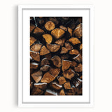 Stacked Firewood Art Print, Rustic Home Decor Wall Art