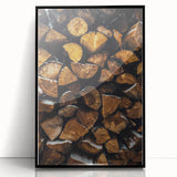Stacked Firewood Art Print, Rustic Home Decor Wall Art