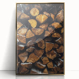 Stacked Firewood Art Print, Rustic Home Decor Wall Art