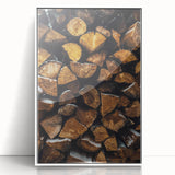 Stacked Firewood Art Print, Rustic Home Decor Wall Art