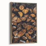 Stacked Firewood Art Print, Rustic Home Decor Wall Art